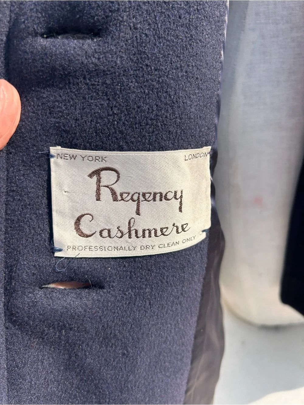 Regency Cashmere 100% Cashmere Navy Blue Pea Coat - Size M